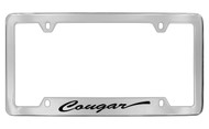 Mercury Cougar Script Chrome Plated Solid Brass License Plate Frame with Black Imprint