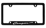 Mercury Cougar Script Bottom Engraved Black Coated Zinc 4 Hole with Silver Imprint