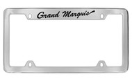 Mercury Grand Marquis Script Top Engraved Chrome Plated Solid Brass License Plate Frame with Black Imprint