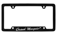 Mercury Grand Marquis Script Bottom Engraved Black Coated Zinc 4 Hole License Plate Frame with Silver Imprint