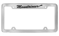 Mercury Mountaineer Script Top Engraved Chrome Plated Solid Brass License Plate Frame with Black Imprint