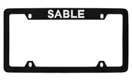 Mercury Sable Top Engraved Black Coated Zinc 4 Hole License Plate Frame with Silver Imprint