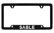 Mercury Sable Bottom Engraved Black Coated Zinc License Plate Frame with Silver Imprint