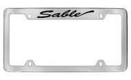 Mercury Sable Script Top Engraved Chrome Plated Solid Brass License Plate Frame with Black Imprint