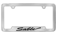 Mercury Sable Scropt Bottom Engraved Chrome Plated Solid Brass License Plate Frame with Black Imprint