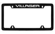 Mercury Villager Top Engraved Black Coated Zinc 4 Hole License Plate Frame with Silver Imprint