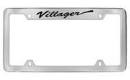 Mercury Villager Script Top Engraved Chrome Plated Solid Brass License Plate Frame with Black Imprint