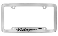 Mercury Villager Script Bottom Engraved Chrome Plated Solid Brass License Plate Frame with Black Imprint