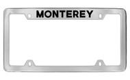 Mercury Monterey Top Engraved Chrome Plated Solid Brass License Plate Frame with Black Imprint