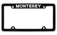 Mercury Monterey Top Engraved Black Coated Zinc 4 Hole License Plate Frame with Silver Imprint