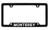 Mercury Monterey Bottom Engraved Black Coated Zinc License Plate Frame with Silver Imprint