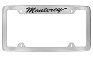 Mercury Monterey Script Top Engraved Chrome Plated Solid Brass License Plate Frame with Black Imprint