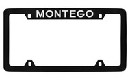 Mercury Montego Top Engraved Black Coated Zinc 4 Hole License Plate Frame with Silver Imprint