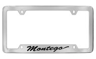 Mercury Montergo Script Top Engraved Chrome Plated Solid Brass License Plate Frame with Black Imprint