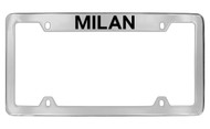 Mercury Milan Top Engraved Chrome Plated Solid Brass License Plate Frame with Black Imprint