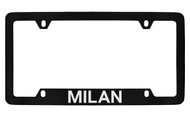 Mercury Milan Bottom Engraved Black Coated Zinc License Plate Frame with Silver Imprint