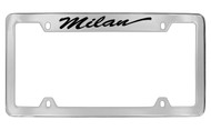 Mercury Milan Script Top Engraved Chrome Plated Solid Brass License Plate Frame with Black Imprint