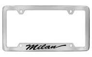 Mercury Milan Script Bottom Engraved Chrome Plated Solid Brass License Plate Frame with Black Imprint