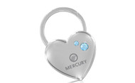 Mercury Heart Shape with 2 Blue Crystals In a Black Gift Box.