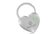 Mercury Heart Shape with 2 Green Crystals In a Black Gift Box.