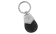 Mercury Black Tear Shaped Leather Keychain with Brush Satin Top Keychain In a Black Gift Box