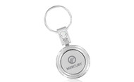 Mercury Satin Silver Circular Shape Swivel with Insert Keychain In a Black Gift Box