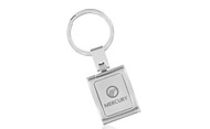 Mercury Satin Silver Square Insert Shape Keychain In a Black Gift Box
