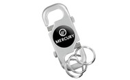Mercury Satin Chrome Dual Utility Clip Keychain with Dome Insert In a Black Gift Box