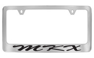 Lincoln MKX Script Chrome Plated Solid Brass License Plate Frame Holder with Black Imprint