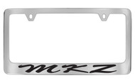 Lincoln MKZ Script Chrome Plated Solid Brass License Plate Frame Holder with Black Imprint
