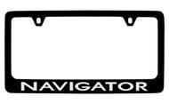 Lincoln Navigator Black Coated Zinc License Plate Frame Holder with Silver Imprint