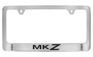 Lincoln MKZ with Logos Chrome Plated Solid Brass License Plate Frame Holder with Black Imprint