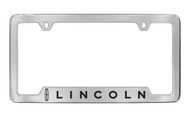 Lincoln with Logo Bottom Engraved Solid Brass License Plate Frame Holder with Black Imprint