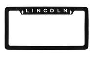 Lincoln Wordmark Top Engraved Black Coated Zinc License Plate Frame Holder