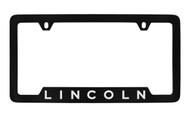 Lincoln Wordmark Bottom Engraved Black Coated Zinc License Plate Frame Holder