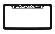 Lincoln Script Top Engraved Black Coated Zinc License Plate Frame Holder