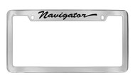 Lincoln Navigator Script Top Engraved Solid Brass License Plate Frame Holder