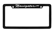Lincoln Navigator Script Top Engraved Black Coated Zinc License Plate Frame Holder
