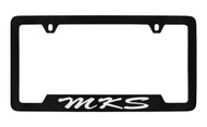 Lincoln MKS Script Bottom Engraved Black Coated Zinc License Plate Frame Holder