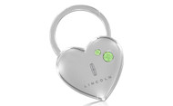 Lincoln Heart Shape with 2 Green Crystals In a Black Gift Box.