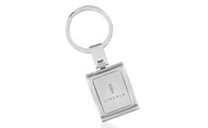 Lincoln Satin Silver Square Insert Shape Keychain In a Black Gift Box