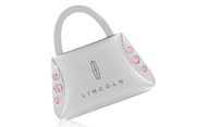 Lincoln Purse Shaped Keychain In a Black Gift Box with 6 Pink Crystals.