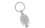 Lincoln Chrome Plate Oval Shape Keychain with Multicolor Crystals In a Black Gift Box.