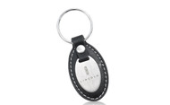 Lincoln Brush Finish Stainless Steel Oval Plate with Leather Keychain In a Black Gift Box