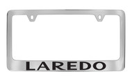 Jeep Laredo Chrome Plated Solid Brass License Plate Frame Tag Holder with Black Imprint