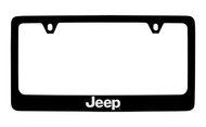 Jeep Wordmark Black Coated Zinc License Plate Frame Holder with Silver Imprint