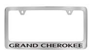 Jeep Grand Cherokee Chrome Plated Solid Brass License Plate Frame Holder with Black Imprint