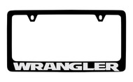 Jeep Wrangler Black Coated Zinc License Plate Frame Holder with Silver Imprint
