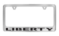 Jeep Liberty Chrome Plated Solid Brass License Plate Frame Holder with Black Imprint