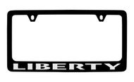 Jeep Liberty Black Coated Zinc License Plate Frame Holder with Silver Imprint